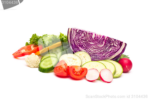 Image of fresh vegetables on the white background