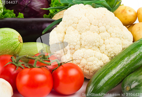 Image of fresh vegetables on the white background