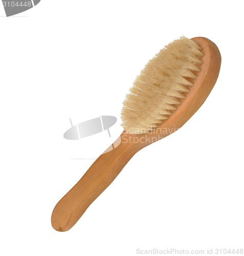 Image of wooden soft body brush isolated