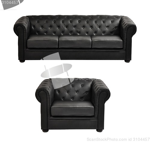 Image of Black sofa isolated on white background