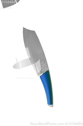Image of Big blue knife isolated on white