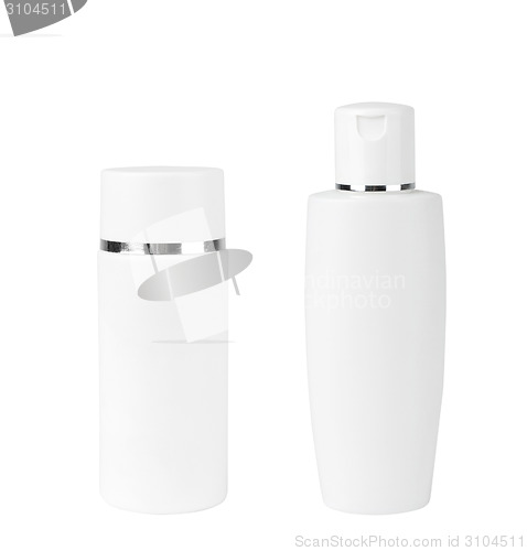 Image of Blank Two Plastic Bottle On White Background