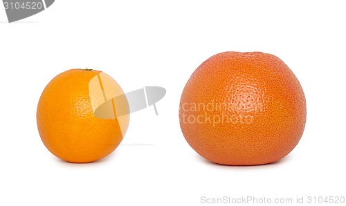 Image of orange with grapefruit isolated