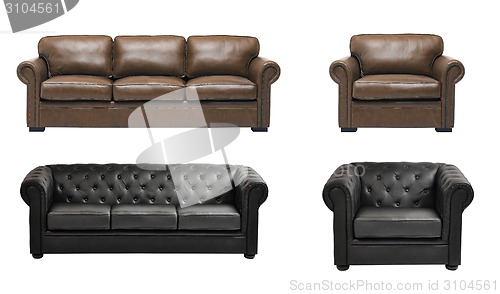 Image of Nice and luxury leather sofa with armchair