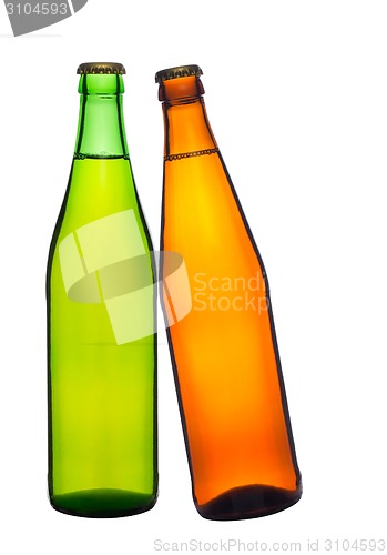 Image of two bottle of beer isolated on white background