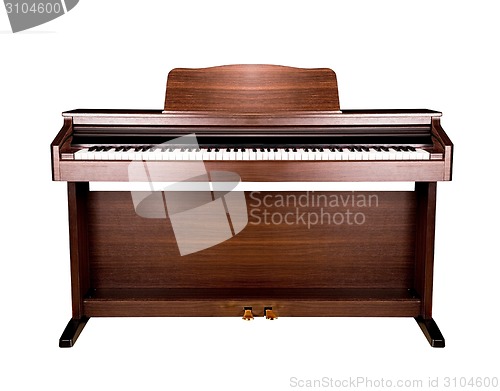 Image of brown piano isolated