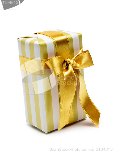 Image of Gift box in gold duo tone with golden satin ribbon