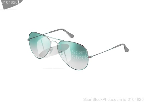 Image of green sunglasses isolated on white