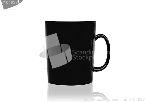 Image of Black mug empty blank for coffee or tea isolated