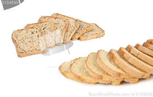 Image of The sliced white with black bread isolated