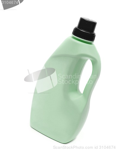 Image of green plastic bottle isolated on a white background