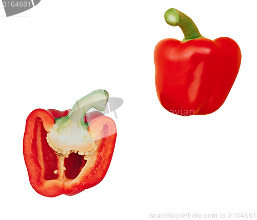 Image of two halves of red sweet pepper