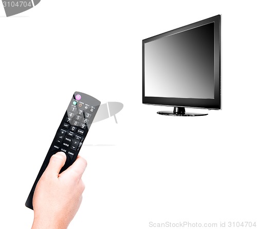 Image of Hand with TV remote control