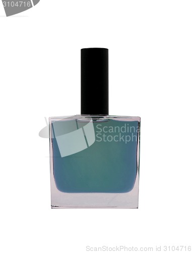 Image of blue perfume bottle isolated