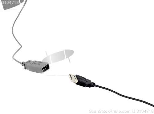 Image of USB cables on white background.