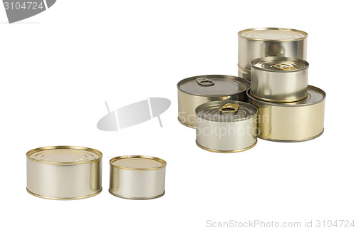 Image of Tin cans isolated on white