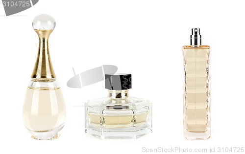 Image of different perfumes on a white background