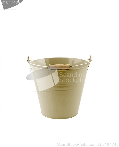 Image of Small iron milling green bucket on white