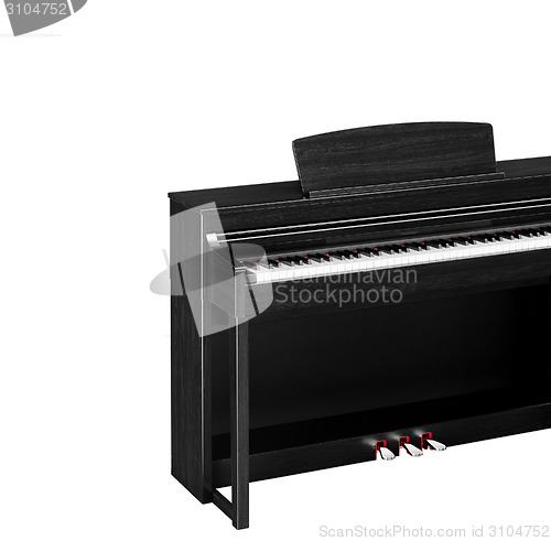 Image of Real black grand piano isolated on white