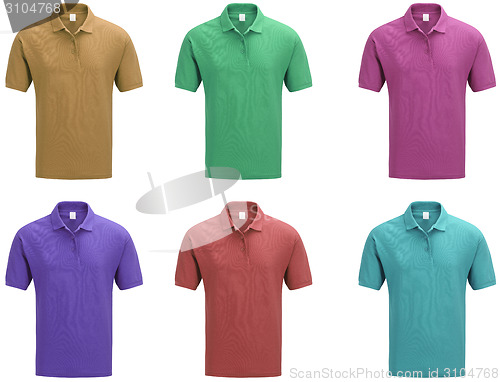 Image of men's polo shirt template in colors