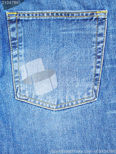 Image of denium blue jean pocket shot up close