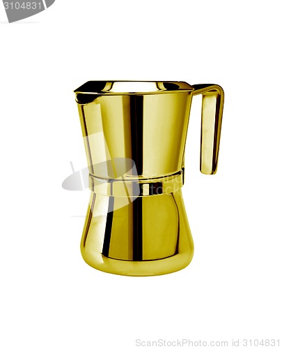 Image of Metal tea pot on white background