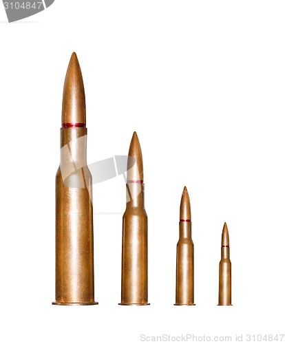 Image of Set of bullets on white background