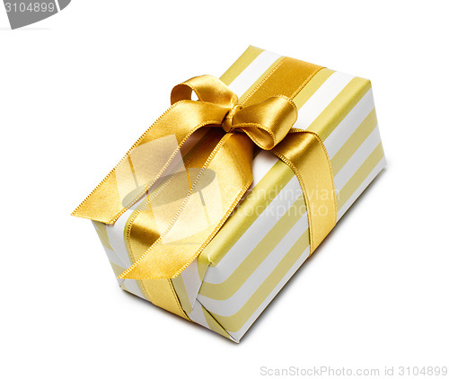 Image of Gift box in gold duo tone with golden satin ribbon