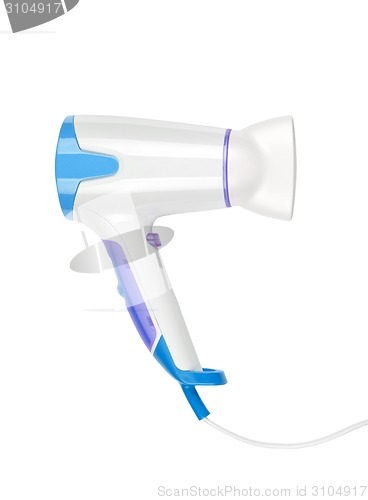 Image of close up of a hair dryer on white background