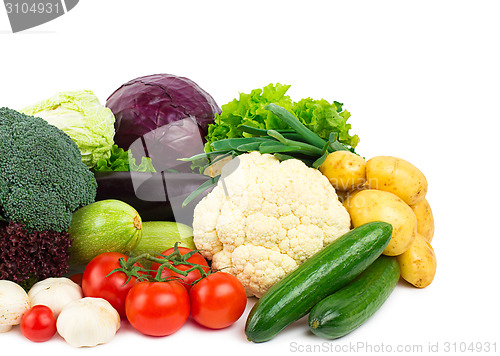 Image of fresh vegetables on the white background