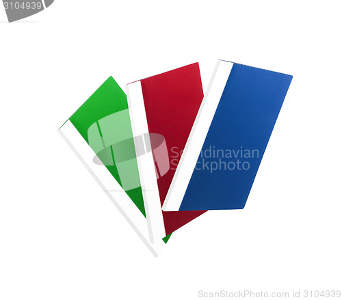Image of three colorful folders over white background