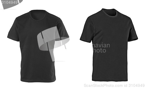 Image of two black t-shirts isolated on white