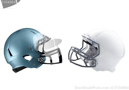 Image of two American football helmets isolated