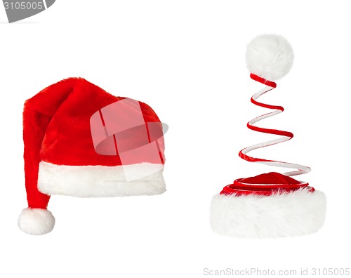 Image of Santa claus red hats on white background