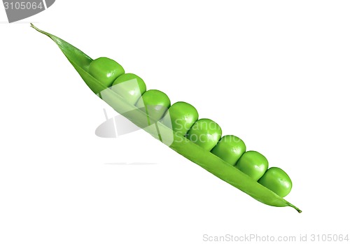 Image of fresh green peas isolated on a white background