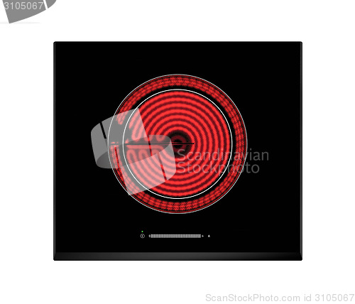 Image of Red hot ceramic hotplate of electric cooker