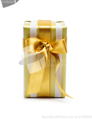 Image of Gift box in gold duo tone with golden satin ribbon