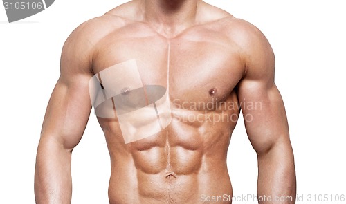 Image of Strong man with a helathy body isolated over white background