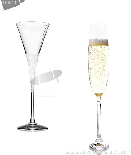 Image of empty and full champagne glass