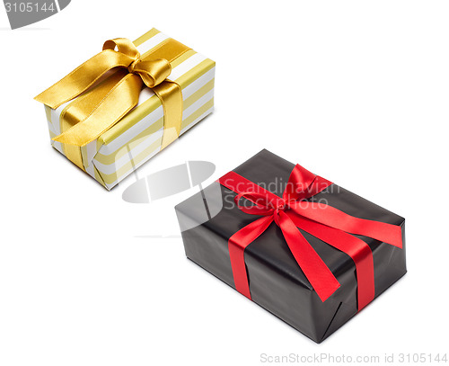 Image of Gift box in gold duo tone with golden satin ribbon