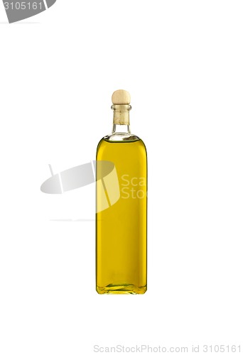 Image of Olive oil bottle isolated on white background