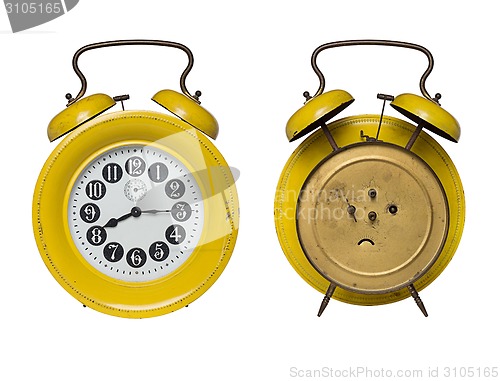 Image of front and back of  alarm clock
