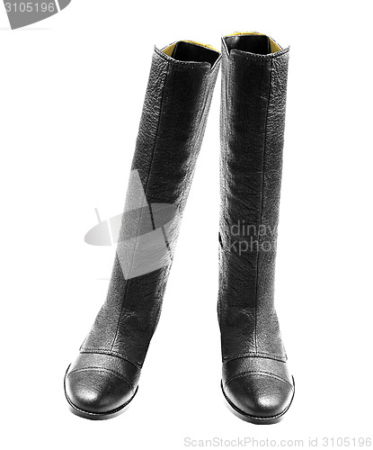 Image of leather rubber boots isolated on white background