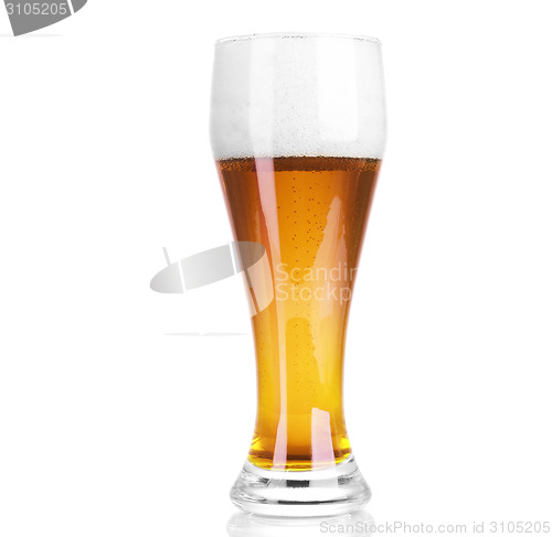 Image of Frosty glass of light beer isolated