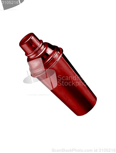 Image of Red big thermos isolated on white