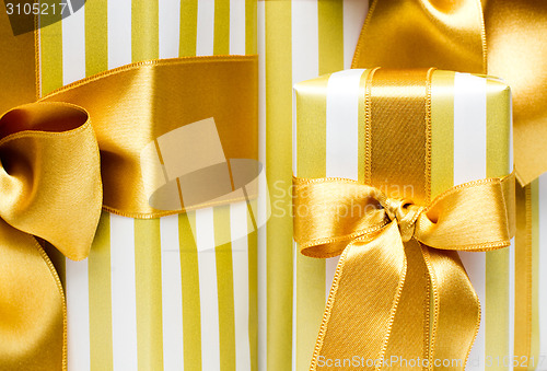 Image of Gold gift boxes  background