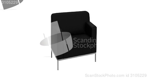 Image of modern black leather sofa isolated