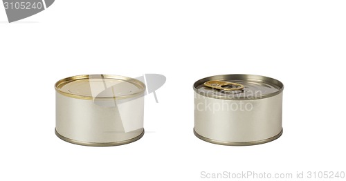 Image of two closed cans on white background