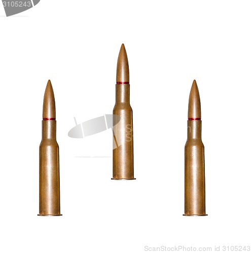 Image of rifle bullet on white background