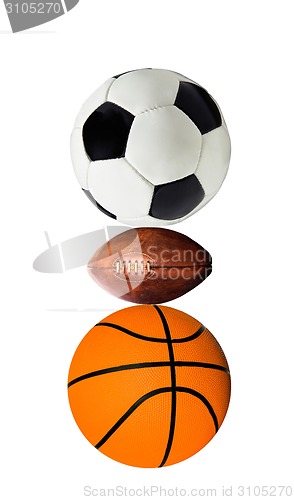 Image of group of sports balls on a white